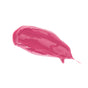 A smear of glossy, vibrant pink liquid lipstick on a white background, showing its creamy and smooth texture.