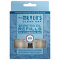 Front view of a Mrs. Meyer’s Scented Oil Refills 2pk box, showing two recyclable glass bottles in Rain Water scent. Packaging notes garden-inspired fragrance, essential oils, and up to 110 days of freshness for your wall plug-in diffuser.