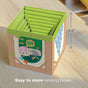 HABA Stacking & Nesting Cubes - On the Farm, 12+ Months, consisting of nested stacking cubes decorated with farm animal illustrations, with a 5.5-inch height dimension indicated by an arrow.