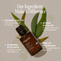 A brown bottle labeled "Cliganic" containing Organic Eucalyptus Essential Oil—Moment of Clarity is positioned in front of lush green leaves. The text emphasizes its premium quality, steam-distilled extraction, and plant-based ingredients, all free from chemicals—making it ideal for anyone seeking a truly organic essential oil. White icons and circles accentuate its natural qualities and highlight its effectiveness as a mosquito repellent.