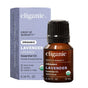 A bottle of Cliganic Organic Lavender Essential Oil - Drop of Serenity (10 ml) sits in front of its box, showcasing features such as 100% pure, vegan, cruelty-free, and USDA organic certification—making it the perfect choice for aromatherapy enthusiasts seeking a premium organic essential oil.
