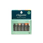 Five Cliganic Organic Lip Balm Set - Rainforest Fresh balms in assorted flavors are displayed in a green, windowed box. The packaging highlights the USDA organic certification and convenient multi-pack format, making it an ideal choice for anyone seeking natural lip balm enriched with essential oils.