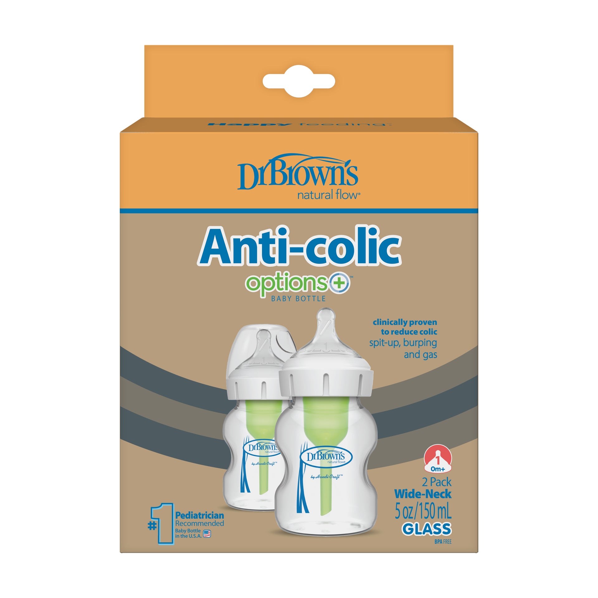 Brown's Natural Flow Anti-Colic Options+ Wide-Neck Glass Baby