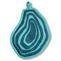 The Neighborgoods Pot Holder - Oyster is a uniquely designed cotton pot holder with layered teal and blue-green shades and a top fabric loop for hanging—a stylish kitchen essential.