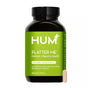 A bottle of Flatter Me Fast - For Bloat Relief by HUM Nutrition contains 60 vegan capsules with digestive enzymes to reduce bloating and support digestive health, featuring clinically tested actives. A single beige capsule is shown next to the green bottle.