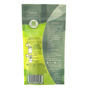Back of a Grab Green laundry detergent pouch, showing directions, ingredients list, product benefits, QR code, and barcode. The packaging is green with white and yellow text.