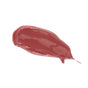 A streak of glossy, rosy mauve liquid lipstick or lip gloss is smeared on a white background.