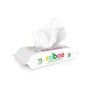 The Caboo Baby Wipes package, certified by MADE SAFE®, features one wipe slightly visible, with colorful branding on white packaging emphasizing 72 jumbo wipes and naturally derived ingredients.