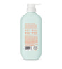 A light blue pump bottle with a white cap, featuring orange text on the back detailing product info, AHA PHA ingredients, and usage instructions for method's cruelty free Micro Buffing Body Wash.