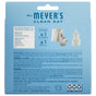 Back of a Mrs. Meyer’s Premium Scented Oil Diffuser Kit package displays product details, included items (one warmer, one refill), usage instructions, caution warnings, ingredients, and customer contact information.
