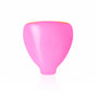 The 5-Blade Women’s Razor Travel Case by billie is a pink, triangular holder with a fin-like extension and a subtle orange accent. It offers an artistic DreamPop vibe, ideal for stylishly packing your razor against a plain white backdrop.