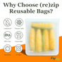 Why Choose (re)zip Reusable Leakproof Gallon Bags? Each BPA-free, food-safe bag holds four ears of corn and is airtight, leakproof, and freezer safe.