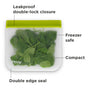 The (re)zip Reusable Sandwich & Lunch Bags are eco-friendly, silicone bags with a green double-lock, leakproof seal. Freezer safe and compact, they're ideal for storing spinach or as a reusable lunch or sandwich bag.