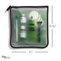The (re)zip Travel Organizer Zipper Bags - Large are transparent, square PEVA bags, measuring 11 x 11.75 inches—perfect for packing a toothbrush, jars, tube, cotton rounds, and razor.