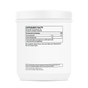 A white, unbranded Thorne Creatine (13.1 oz) container with a closed lid displays the supplement facts, ingredients, and product details on the back label for supporting lean muscle mass and cellular energy.