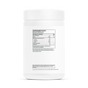 A white plastic Thorne Creatine + BCAAs supplement container is shown with supplement facts and ingredients in black text on the back label, photographed against a plain light background. Nutrition info supports strength and endurance; contact address is shown below.
