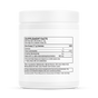 White container of Thorne Creatine + Alpha GPC dietary supplement with label showing supplement facts: serving size, calories, total carbs, creatine monohydrate for performance, alpha GPC for cognition, full ingredient list, and manufacturer info.
