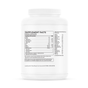A white Thorne Plant Protein - Dairy Free container displays its Supplement Facts label with serving size, calories, vegan protein details, and amino acid profile; ingredients, usage tips, and manufacturer info are shown on the back.