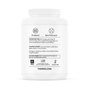 White Thorne Plant Protein - Dairy Free container with black text and icons for suggested use, tamper-evident and California warnings, certifications, barcode, website, storage instructions, and vegan complete amino acid profile highlighted.