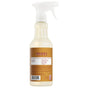 A bottle of Mrs. Meyer's Multi-Surface Cleaner stands upright on a white background, featuring a white nozzle and brown label with product details and instructions. Made with essential oils.