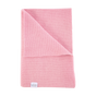 A folded The Sawa - Pink Quartz baby blanket by AU Baby in pink knit with a small white brand label at the bottom corner.