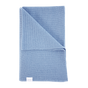 Folded sky blue The Sawa merino baby blanket with a subtle textured pattern and personalized embroidery.