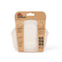 The Hugger Bag by Food Huggers features a cardboard label illustrating its uses and benefits like standing up, staying open, and press sealing. It is microwave and dishwasher safe, with visible care instructions.