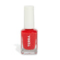 A 10 ml (0.33 oz) bottle of bright red nail polish from Terra Beauty Bars, named Nail Polish, features a square glass base and white cylindrical cap. Its a 10-free, vegan, cruelty-free formula ideal for eco-conscious beauty lovers.