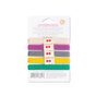 A pack of five KOOSHOO organic hair ties in white, beige, pink, gray, and yellow, displayed on a white card with product information and a barcode at the bottom.