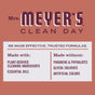 Mrs. Meyers Multi-Surface Cleaner features trusted, effective formulas made with plant-derived ingredients and essential oils—free from parabens, phthalates, glycol solvents, and artificial colors.