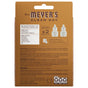 The back of the Mrs. Meyer's Scented Oil Refills box displays product details, illustrations of two refills for the plug-in diffuser, compatibility info, usage directions, cautions, ingredients, and manufacturer info on a brown background.