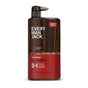 The Every Man Jack 3-in-1 All Over Wash in Cedarwood, featuring a wood-textured design with a red label, combines shampoo, conditioner, and body wash. Its enriched with coconut-derived surfactants and is free from parabens, phthalates, and dyes.