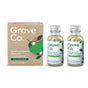 A cardboard box labeled Grove Co. multi-purpose cleaner concentrate in apple & pear blossom scent is next to two small glass bottles with the same label and design as the box.