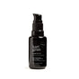A black pump bottle of Kari Gran Essential SPF sunscreen, labeled as medium shade and broad spectrum UVA/UVB protection, standing upright on a white background.