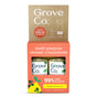 Two bottles of Grove Co. multi-purpose cleaner concentrate in lemon & eucalyptus scent are packaged in a cardboard box. The box highlights 99% less plastic and cuts grease & grime.