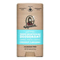 Front view of a Dr. Squatch Coconut Castaway deodorant stick. The brown and blue label features a cartoon man with a beard, product details, and highlights like “Aluminum Free” and “Odor Squatching Deodorant.”.